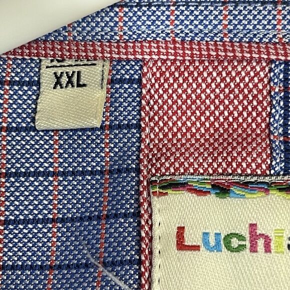 Luchiano‎ Visconti Shirt Mens XXL Blue Striped Casual Button Up Preppy Adult - Picture 6 of 10